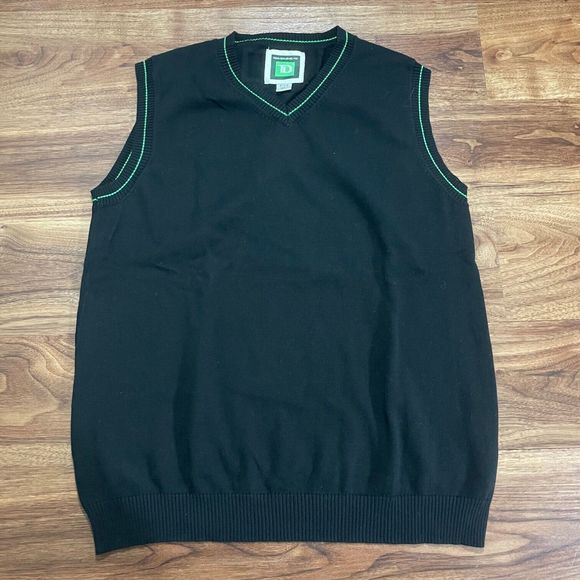 TD Bank Employee Vest Womens Size Large Black Green Work Uniform Top Logo - Picture 1 of 9